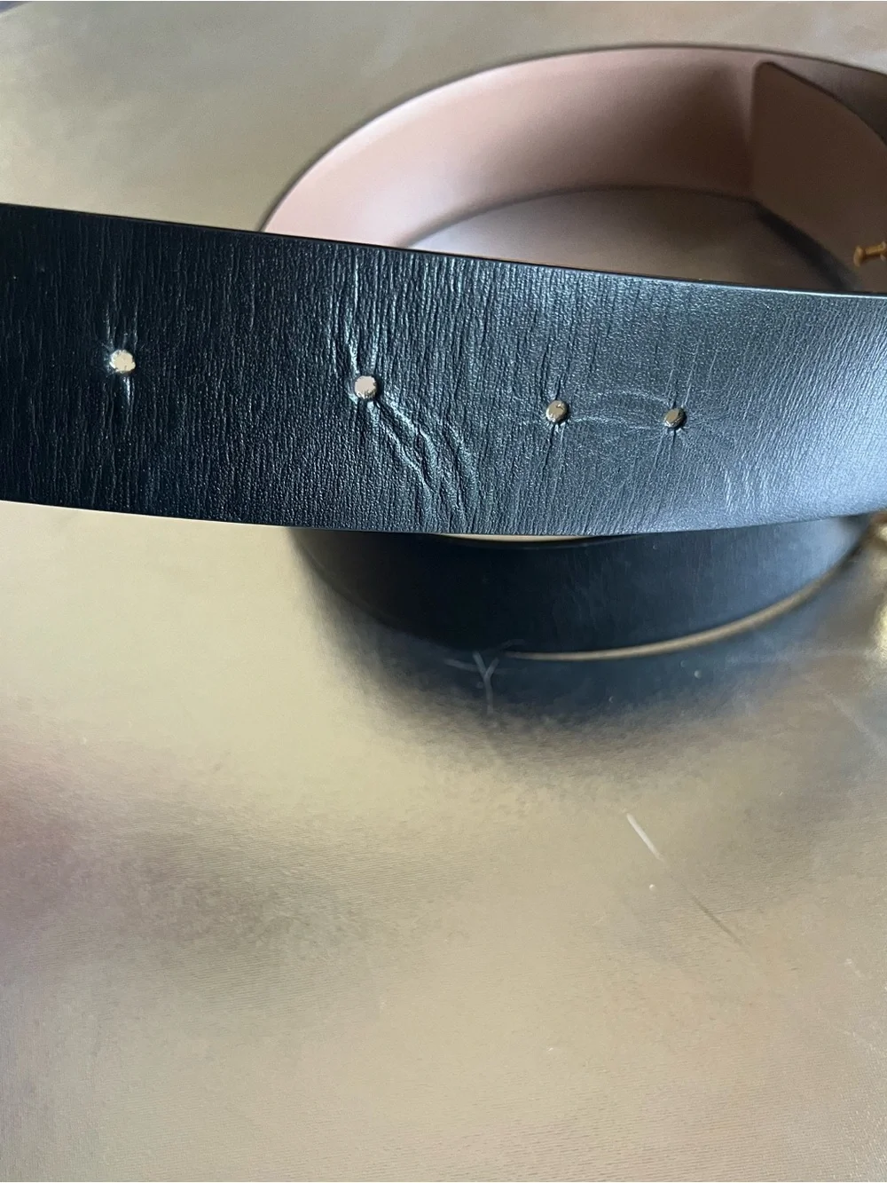 Valentino Garavani Black Leather Belt with Gold V Buckle